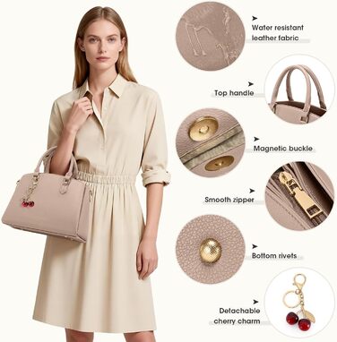 Сумка жіноча RAINSMORE середнього розміру з PU шкіри, хакі. Для планшета 11