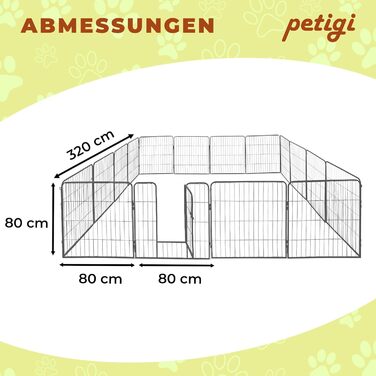 Вольєр для цуценят Petigi: сталевий вольєр-клітка, розкладний, 80x80 см, сітка 47 мм, для саду