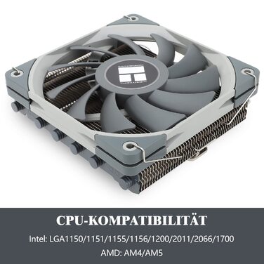 Охолоджувач CPU Thermalright AXP120 X67 - низькопрофільний з 6 heatpipes, PWM вентилятор 120 мм, сумісний з AMD AM4/Intel LGA 1700/1150/1151/1155/1156/1200/2011/2066