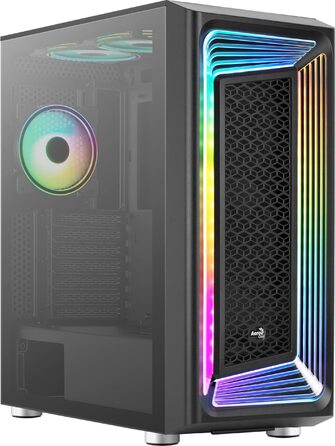 Корпус ПК Aerocool Micro ATX INTERSTELLAR з 3 RGB вентиляторами та сітчастою передньою панеллю (Чорний)