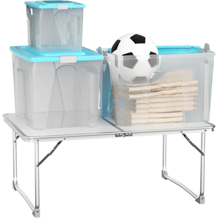 Складний алюмінієвий стіл для пікніка, саду, кемпінгу 120x60x70 см (білий) - регульована висота, легкий, для вечірок та грилю