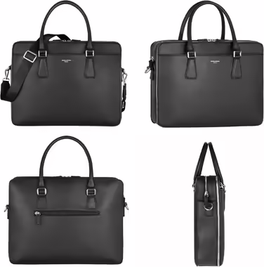 David Jones - Men's Briefcase - Business Bag for Men - 13 inch Laptop Bag Work Bag - Saffiano PU Leather A4 Handbag Shoulder Bag Crossbody Bag - Briefcase Messenger Work Office - Black