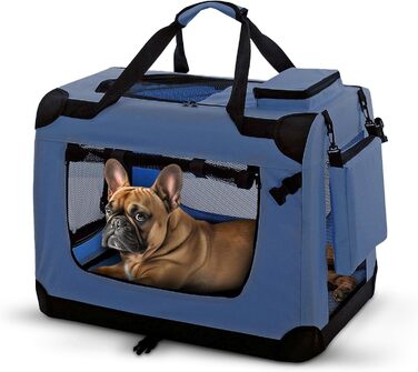 Транспортна переноска для собак і котів PET VIOLET, складана, блакитна, 62x42x44 см