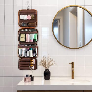 Чоловіча косметичка Elviros з PU-шкіри, 3 в 1, велика, водонепроникна, для подорожей, з можливістю підвішування