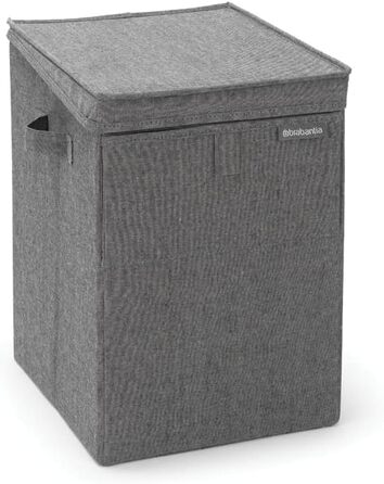 Brabantia Stackable Laundry Box 35L - Front and Top Opening - Large Volume - Lightweight and Sturdy Handles - Pepper Black