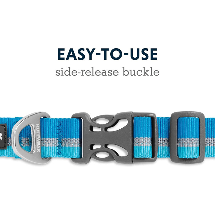 RUFFWEAR Crag Dog Collar, Reflective and Comfortable Collar for Everyday Use, Green Hills, 51–66 cm (Blue, 20