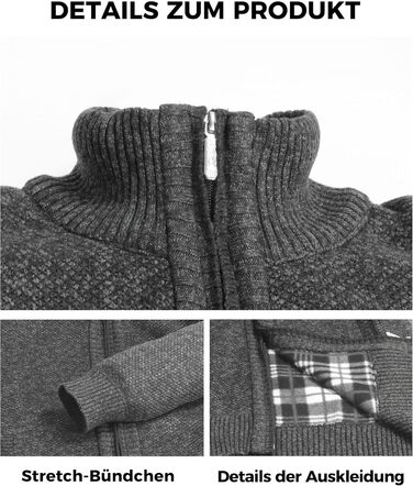 Кардиган чоловічий GESTORE: в'язаний, флісовий, в стилі Тратенджаке, сірий (3XL, темно-сірий)