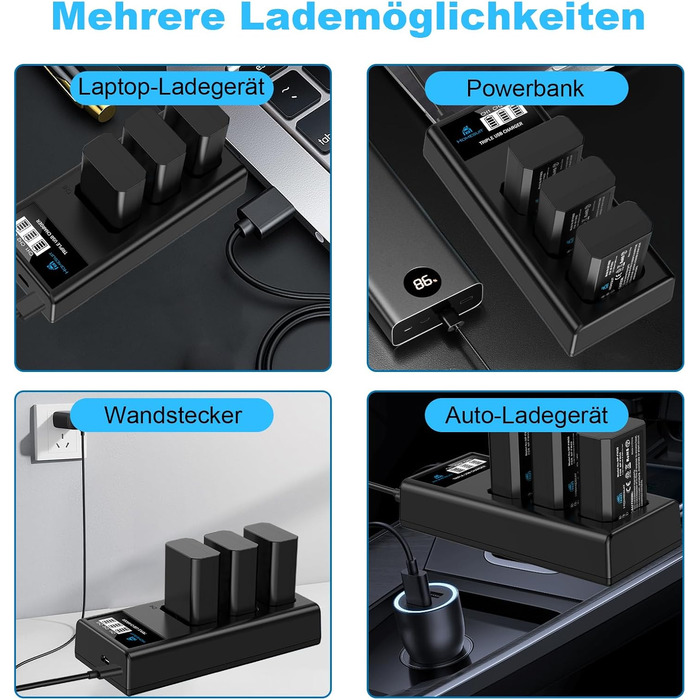 Акумулятор NP-FW50 Homesuit 1300mAh та LCD-зарядний пристрій для Sony Alpha A6000 A6300 A6400 A6500 ZV-E10 7RM2 A7SM2 A7M2 A7 II A7R II A7S II A55 A5000 A5100 A3000 RX10 II III IV NEX-3/5/6/7 NEX-F3 (3 шт.)