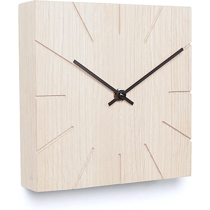 Natuhr Funk Wall Clock Table Clock Oak Wood - Beam - Solid Wood Design 17 x 17 cm (Smoked Oak Black Hands, ) (Oak Calcined / Black Hands, Quartz Movement)