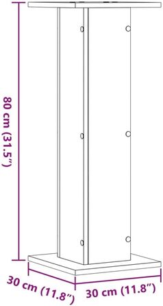Підставки для колонок vidaXL, 2 шт., високі, для Hi-Fi, домашнього кіно, саундбар, покращене звучання, ДСП (сірий, 30 x 30 x 80 см)