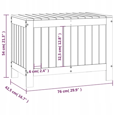 Садова скриня VidaXL, біла, 76x42,5x54 см, натуральна сосна