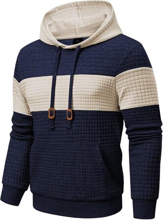 Чоловічий худі з капюшоном, довгі рукави, теплий світшот, казуальний стиль, блакитний колір, розмір XL