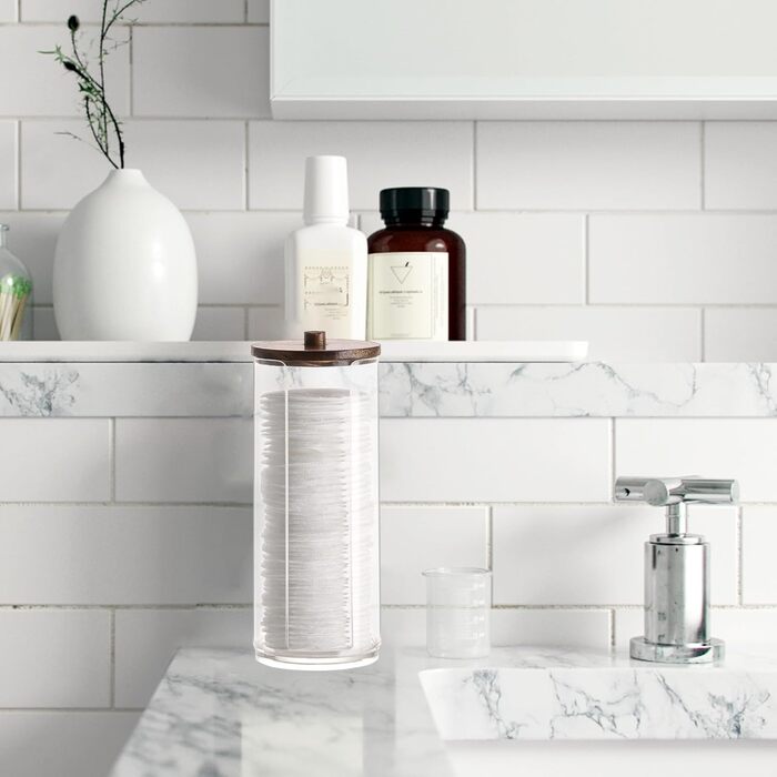 Набір для зняття макіяжу Tecbeauty Wattepad: органайзер, баночка для ватних дисків, дерев'яний ковпачок, скло