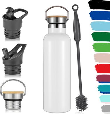 Термос-пляшка Milu з нержавіючої сталі 350мл, 500мл, 750мл, 1000мл (+3 кришки) з трубочкою, ізольована, для дітей та дорослих, вихідний, без витоку (оливковий зелений)