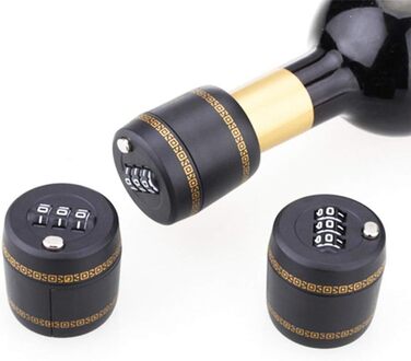 Loboo Idea Combination Lock for Wine and Liqueur Bottles, Bottle Stopper, Password Code Lock, Digital Wine Lock, the diameter of the bottle opening should be between 26 mm and 28 mm
