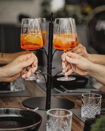 Стійка для коктейлів SpritzUpYourLife на 8 келихів - для Aperol, Sarti Rosa - вечірня декор, подарунок (чорний)