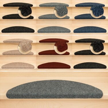 Ступінчасті килимки Kettelservice-Metzker Ramon MW напівкруглі, сірі, 65x21x3,5 см, набір 14 шт.