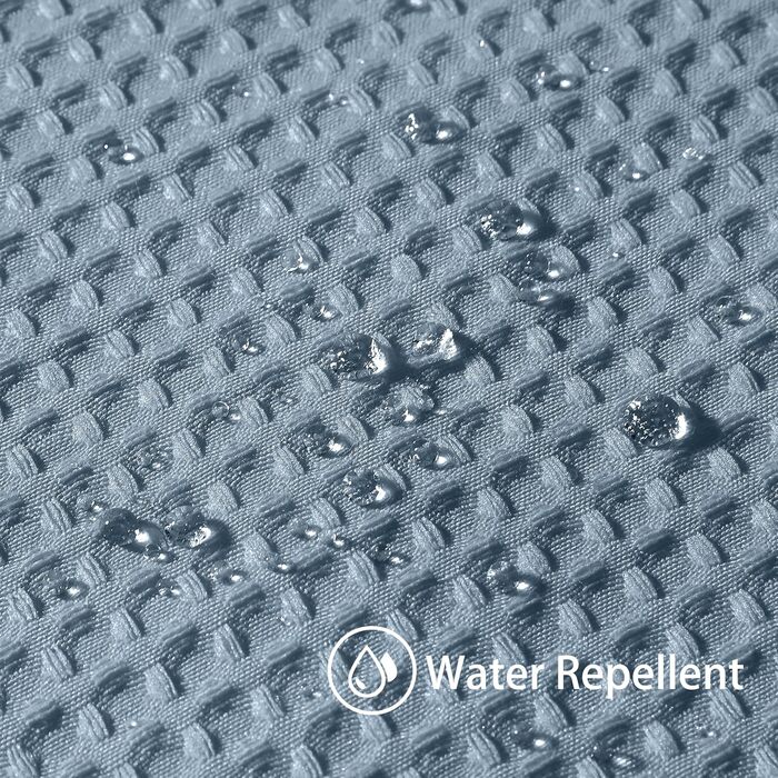 Штора для ванної кімнати Waffel з кільцями, 182x182 см, біла (вафельний малюнок, блакитний місячне світло), водовідштовхувальна, антигрибкова