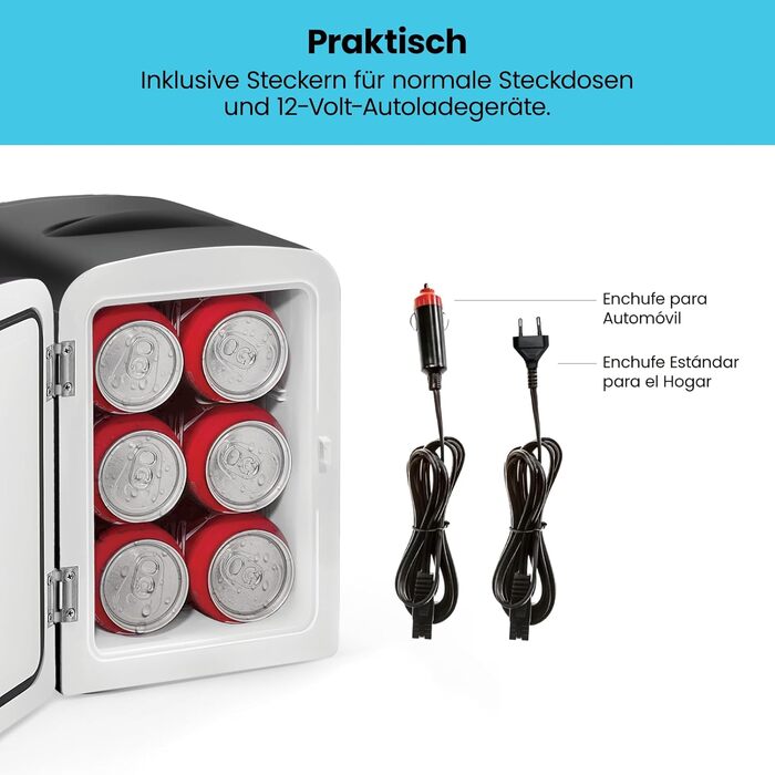 Chefman Iceman Міні-холодильник: 4 літри, охолодження та підігрів, 6 відділень для косметики, перекусів, AC/DC живлення, для дому/авто/спальні