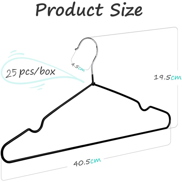 25 шт. Плечики для одягу Rainberg: міцні, гумовані, для шафи та вішалок, чорні