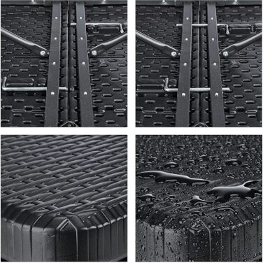Складний садовий стіл Relaxdays BASTIAN, великий, чорний, з ручкою для перенесення, 72x178x74 см - міцний стіл для кемпінгу