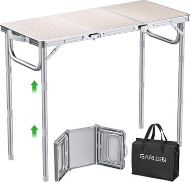 Складаний туристичний стіл Garllen 87x40 см, 3 положення висоти (26/48/70 см) - для кемпінгу, пікніка, саду, грилю