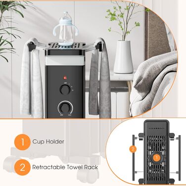 RELAX4LIFE Oil Radiator 1500W, Electric Heater with 7 Fins & 3 Heat Settings & Towel Rail, Electric Heater Energy-Saving, Electric Heater Overheat Protection & Tip-Over Protection, 5-35° C (Black)