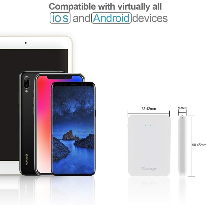 Портативний зарядний акумулятор Power Bank 5000mAh (2 шт.) чорний та білий