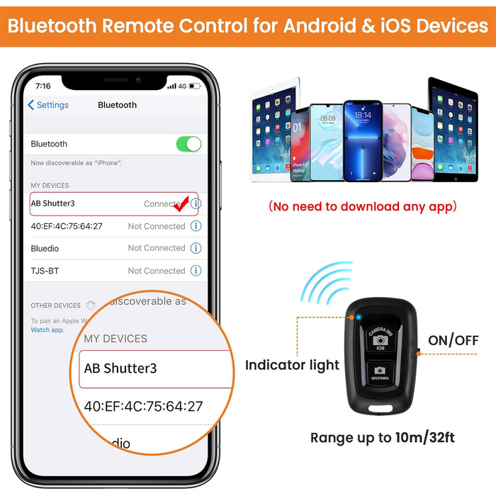 Штатив для камери та смартфона Handy Upgrade 172 см з тримачем та пультом, легкий, чорний