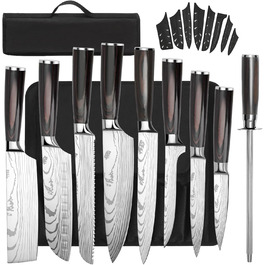 Набір кухонних ножів Gustrug 3 шт. з ергономічними ручками: кухонний ніж, сантoku, універсальний (8 шт.)