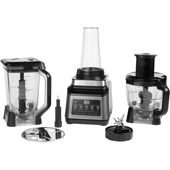 Ninja 3-in-1 Food Processor & Blender with 5 Programs: Mixing, Max Mixing, Chopping, Stirring, Pureeing, 1.8L Bowl, 2.1L Jug, 700ml Cup, 1200W, Dishwasher Safe, Auto-iQ, Black BN800EU