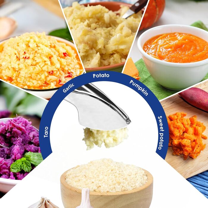 Преміум-прес для часнику та силіконовий лузер, стильний прес з цинкового сплаву, придатний для миття в посудомийній машині, сріблястий подрібнювач часнику, кухонний помічник, надміцний та довговічний, зручний та легкий у чищенні