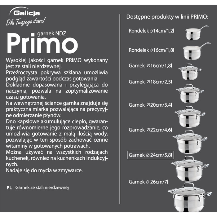 Каструля традиційна Galicja Primo, 3,4 л