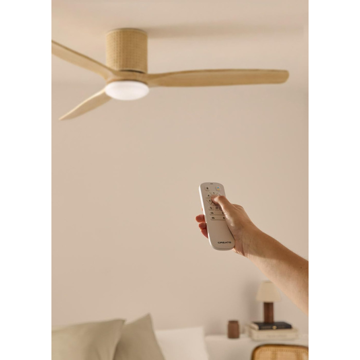 Стельовий вентилятор WINDCALM Rattan з підсвічуванням та пультом ДУ, 132 см, 40W, 6 швидкостей, 3 режими світла, таймер, літній/зимовий режим