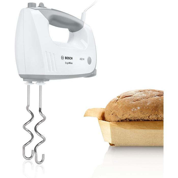 Міксер Bosch ErgoMixx MFQ36440: 5 швидкостей, пюрірування, з набором насадок (венці, гаки, чаша)