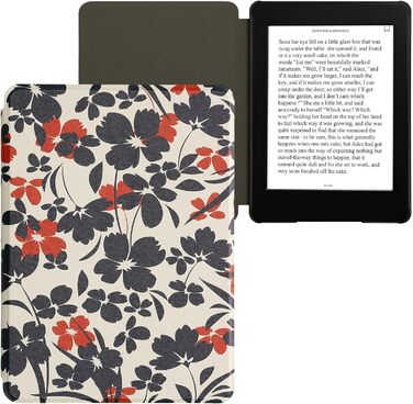 Чохол-книжка kwmobile для Amazon Kindle Paperwhite 11 (2021) - квітковий дизайн, магнітний замок, синьо-червоно-білий, захисний для електронного читача Kindle Paperwhite 11. Generation 2021