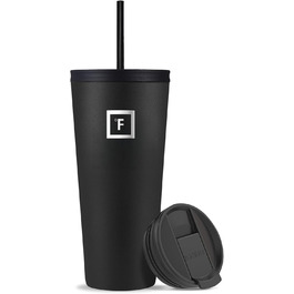 IRON °FLASK Classic Tumbler 2.0 - 2 Lids (Straw Flip), Vacuum Insulated Stainless Steel Water Bottle, Double-Walled Travel Mug - Midnight Black, 32 oz
