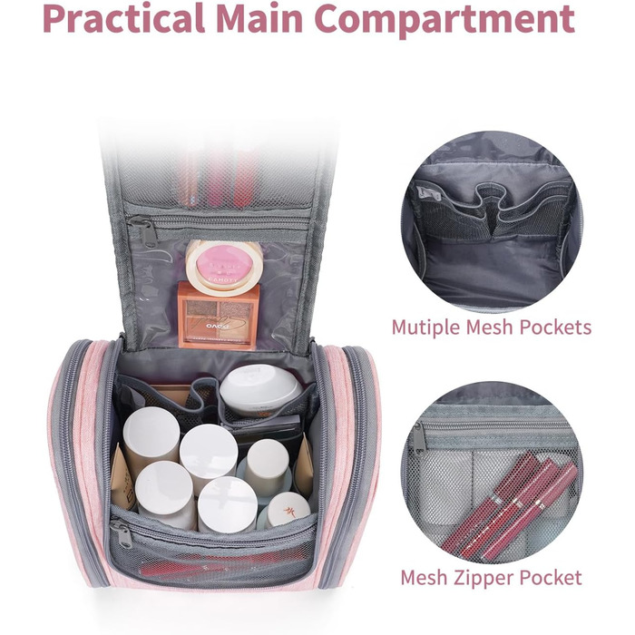 Косметичка для подорожей Narwey Klein: жіноча та чоловіча, для дітей, рожева (компактна)