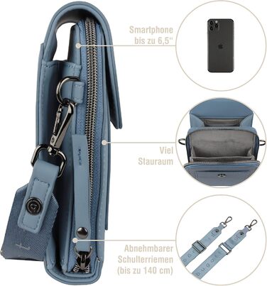 Сумка Bugatti Almata на плече з відділенням для смартфона, кросбоді для жінок (Джинс)