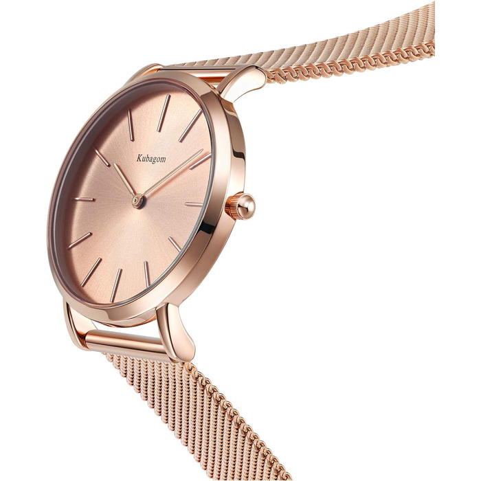 Жіночий годинник аналоговий кварцовий з нержавіючої сталі, водонепроникний, з мікросіткою, ультратонкий комплект з браслетом (рожеве золото, рожеве золото, рожеве золото)