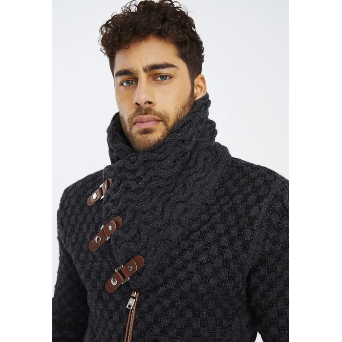 Чоловічий кардиган Leif Nelson з блискавкою, Regular Fit, антрацит/чорний, 3XL