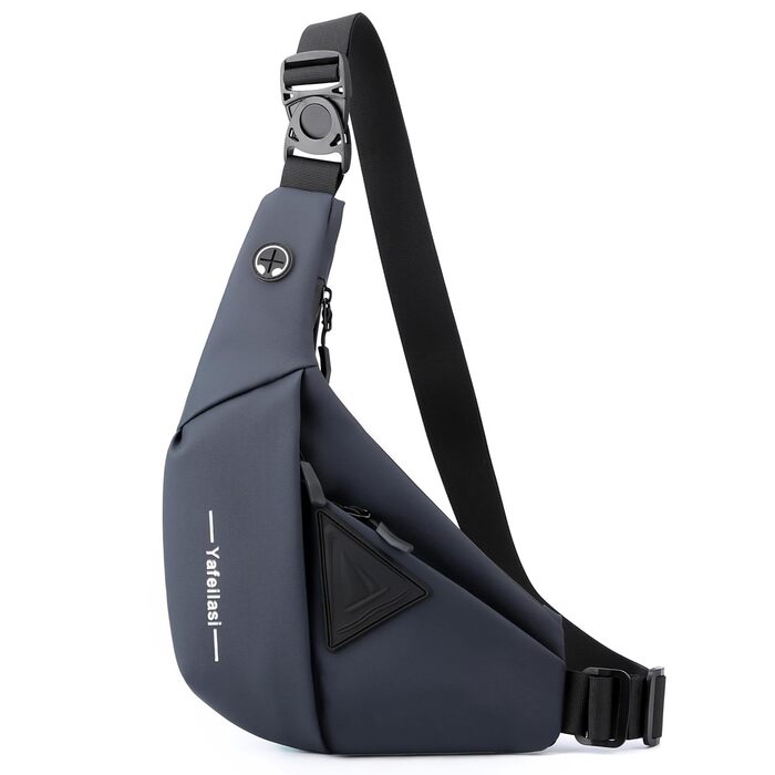 Чоловіча нагрудна сумка VARLIVOO Brusttasche - слинг-сумка, кросбоді, через плече, спортивна, для фітнесу, подорожей, кемпінгу, школи. Водонепроникний рюкзак з поліестеру, блакитний.