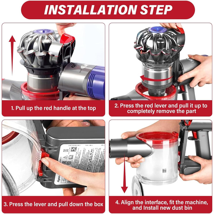Прозорий контейнер для пилу Dyson V7 / V8, аксесуар для пилососа Dyson, з попереднім фільтром, фільтром та щіткою для очищення