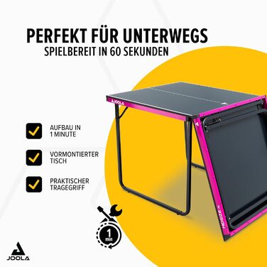 Стіл для пінг-понгу JOOLA Midsize, стіл для відпочинку, стіл для настільного тенісу з сіткою (стіл для пінг-понгу, Чорно-фіолетовий)