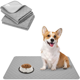Водонепроникний килимок для годування собак BINGPET, набір 2 шт., з антиковзким покриттям, для собак та котів, з піднятим краєм, поглинаючий, миючий, сірий (60 x 90 см), коричневий (60*90 см), сірий (40,6*61 см)