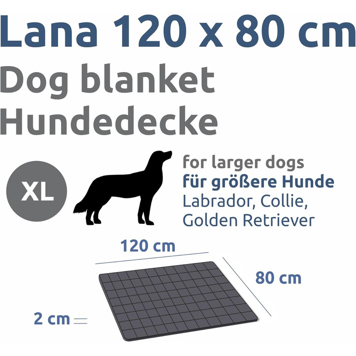 Килимок для собак Your Gear 120x80 см з органічної бавовни Oeko-Tex | Ортопедичний лежак для великих собак, водовідштовхуючий, миючий та стійкий до подряпин. Підходить для дому та вулиці