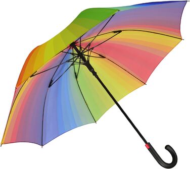 iX-brella Fiberglass Automatic Umbrella with Color-Changing Wetprint - Raindrops (Rainbow)