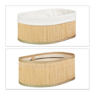 Relaxdays 3-Piece Bamboo Storage Basket Set