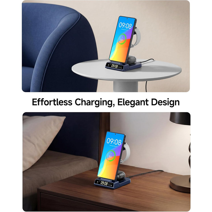 Бездротова зарядка 3-в-1 Samsung S26 Ultra/+/S26, Galaxy S25/S24/S23/Z Flip 7, Watch 8/8 Classic/7/Ultra/6/5, Buds4/4 Pro – Синій