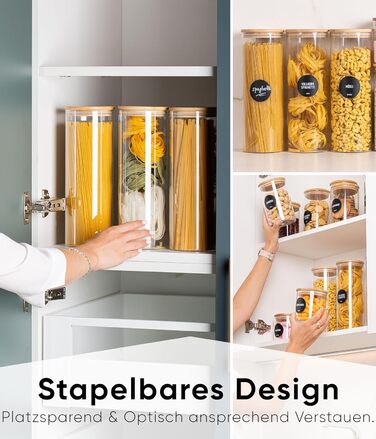 Набір контейнерів для зберігання Deco haus® 2 шт. 1.3л (з етикетками) - для кави, цукру, борошна, мюслі